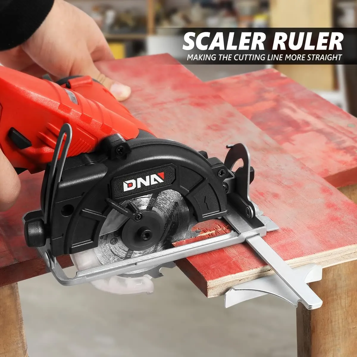 DNA MOTORING 12V Compact Cordless Circular Saw with 85mm 20T Blade and Hex Key, Adjustable Cutting Depth/Angle, Red (No Battery),TOOLS-00174