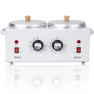 Double Wax Warmer Double Wax Pot Professional for Hair Removal, Electric Wax Heater Machine Dual Wax Pot Warmer Professional With Adjustable Temperature for Facial,Skin,Body,Spa, and Salon
