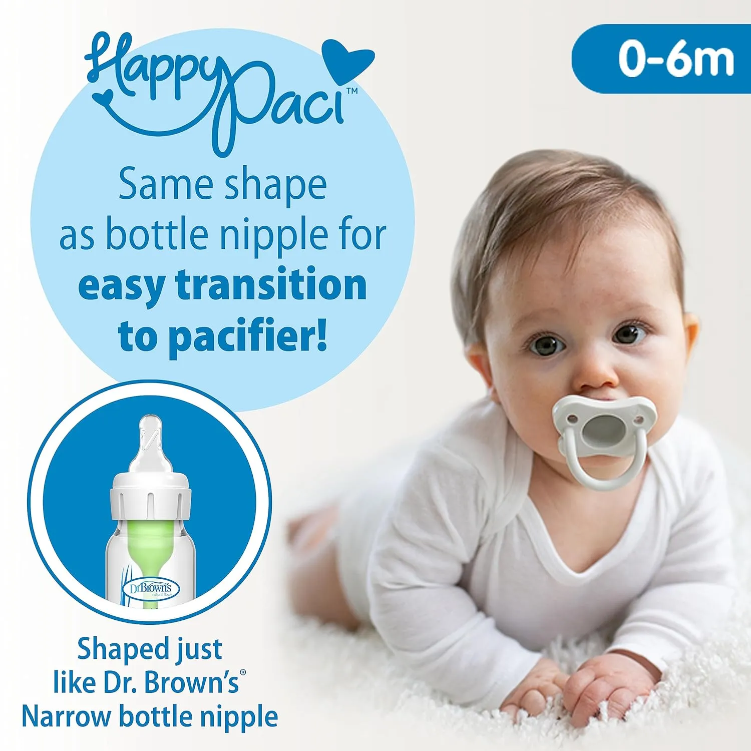 Dr. Brown's Anti-Colic Options  Newborn Essentials Gift Set with 4oz and 8oz Baby Bottles, Baby Bottle Brush and HappyPaci