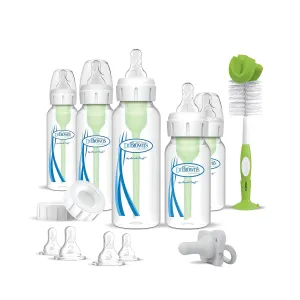 Dr. Brown's Anti-Colic Options  Newborn Essentials Gift Set with 4oz and 8oz Baby Bottles, Baby Bottle Brush and HappyPaci