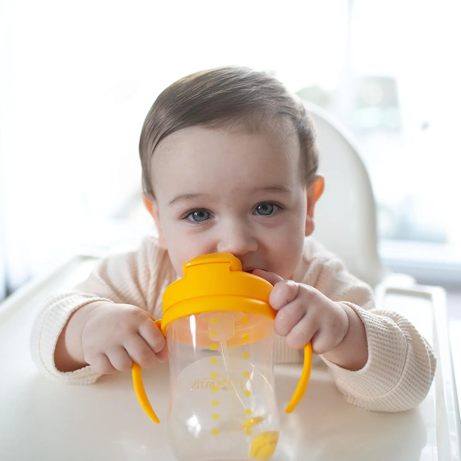 Dr. Brown's Milestones Cheers 360 Cup Spoutless Transition Cup & Milestones Baby’s First Straw Cup, Training Cup with Weighted Straw, Dark Blue & Vintage Yellow, 2 Pack, 6m 