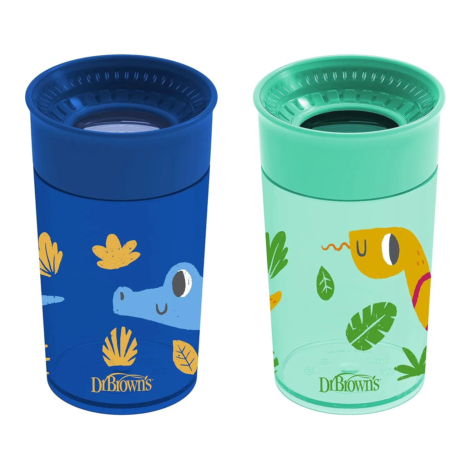 Dr. Brown's Milestones Cheers 360 Cup Spoutless Transition Cup & Milestones Baby’s First Straw Cup, Training Cup with Weighted Straw, Dark Blue & Vintage Yellow, 2 Pack, 6m 