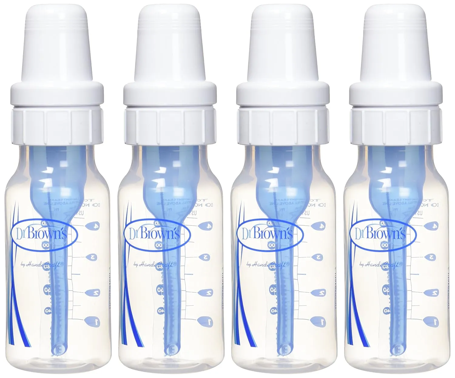 Dr. Brown's Natural Flow Anti-Colic Baby Bottle with Level 1 Slow Flow Nipples, 4oz, 4 Pack