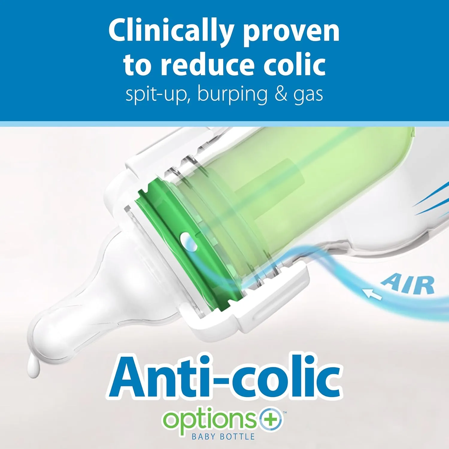 Dr. Brown's Natural Flow Anti-Colic Options  Narrow Baby Bottle, Bear & Owl, 8 oz/250 mL, with Level 1 Slow Flow Nipple, BPA Free, 0m , 2-Pack