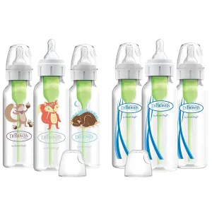 Dr. Brown’s Natural Flow® Anti-Colic Options ™ Narrow Baby Bottles 8 oz/250 mL, with Level 1 Slow Flow Nipple, 6 Pack, 0m  Woodland Animals Gift Set
