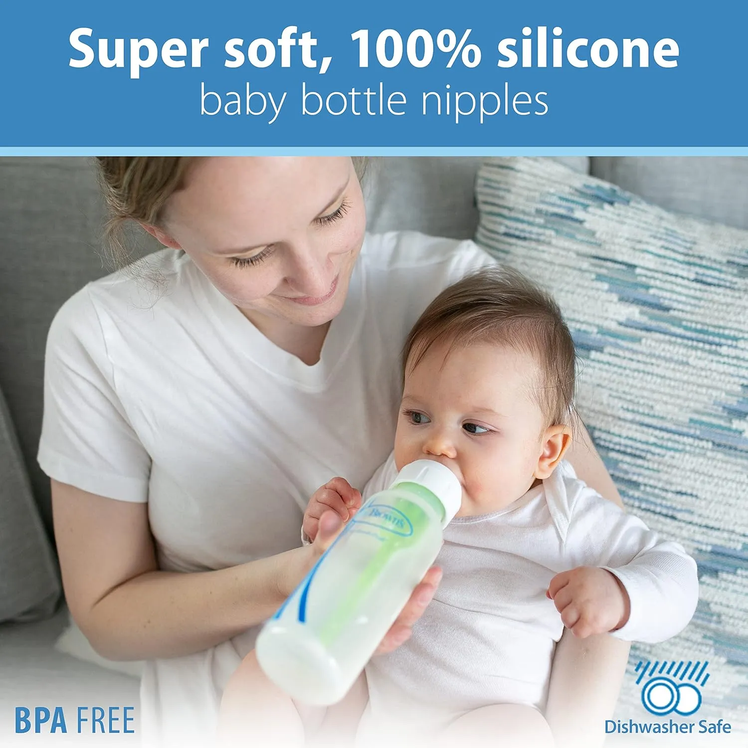 Dr. Brown’s Natural Flow Preemie Flow Narrow Baby Bottle Silicone Nipple, Slowest Flow, 0m , 100% Silicone Bottle Nipple, 6 Count(Pack of 1)