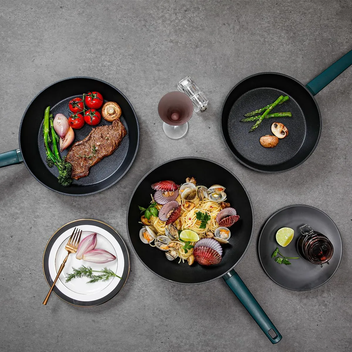 Dr.HOWS URBAN Deep Green 8" Premium ILAG Professional S Coating Non Stick Wok - Aluminium Wok Nonstick - Deep Frying Stir Fry Wok Pan For Induction, Halogen, and Gas Cooktops (Urban 20cm)