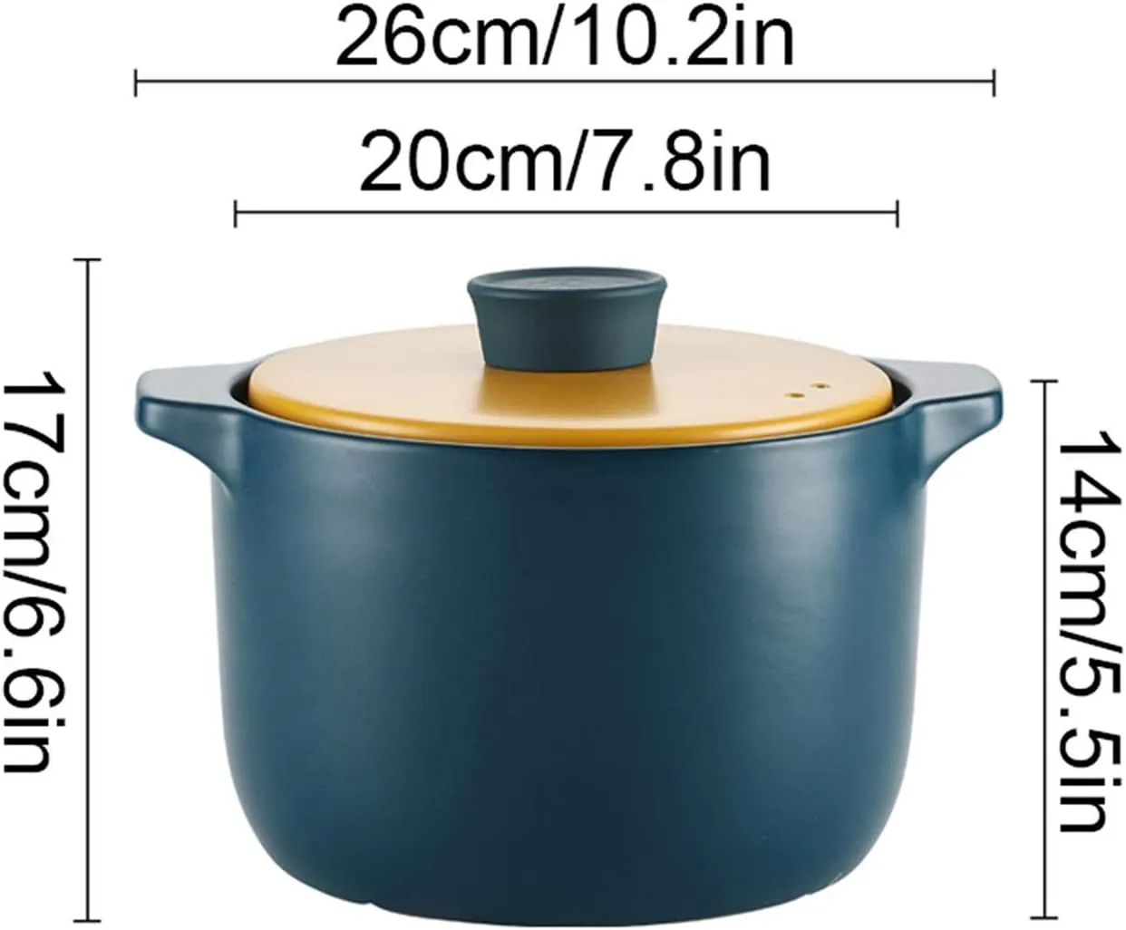 Durable Stockpot Casserole with Yellow Lid Stovetop Ceramic Stew Pot Round Heat Resistant Soup Pot Add Spodumene Material 2.7L / 3.6L / 5.5L Soup Pot (Size : B) (Size : C) (B)