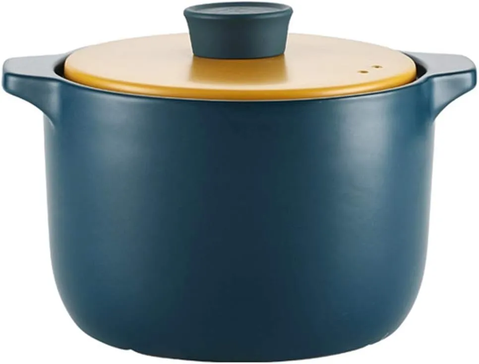 Durable Stockpot Casserole with Yellow Lid Stovetop Ceramic Stew Pot Round Heat Resistant Soup Pot Add Spodumene Material 2.7L / 3.6L / 5.5L Soup Pot (Size : B) (Size : C) (B)