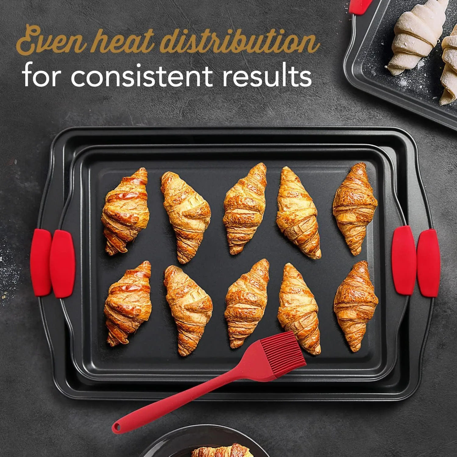 EatEx Bakeware Sets and Mixing Bowl Set, Non-Stick Baking Sheet Set with Utensils, Carbon Steel Cookie Sheets for Baking with Silicon Handles, Oven Safe Sheet Pans and More