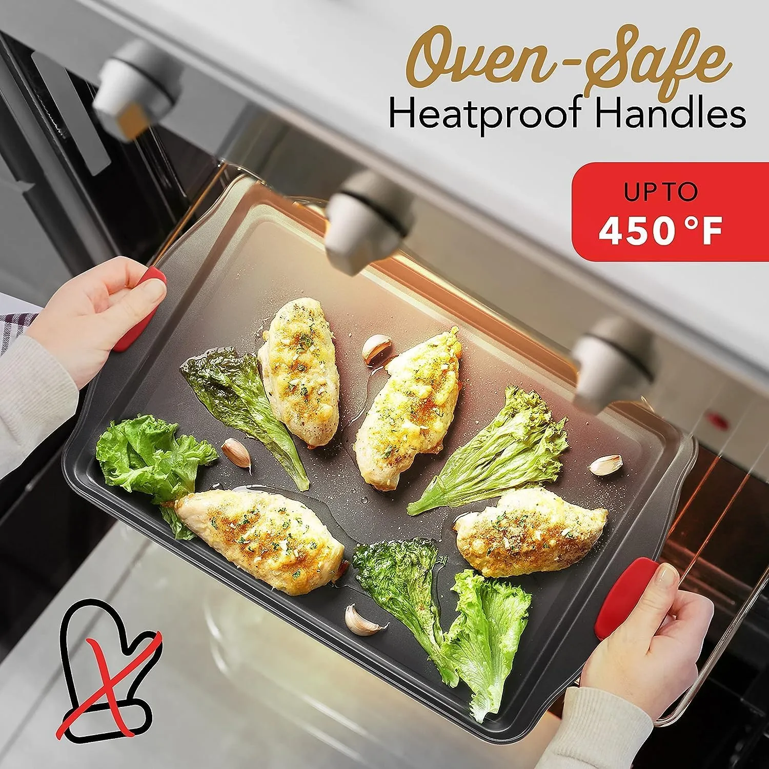 EatEx Bakeware Sets and Mixing Bowl Set, Non-Stick Baking Sheet Set with Utensils, Carbon Steel Cookie Sheets for Baking with Silicon Handles, Oven Safe Sheet Pans and More