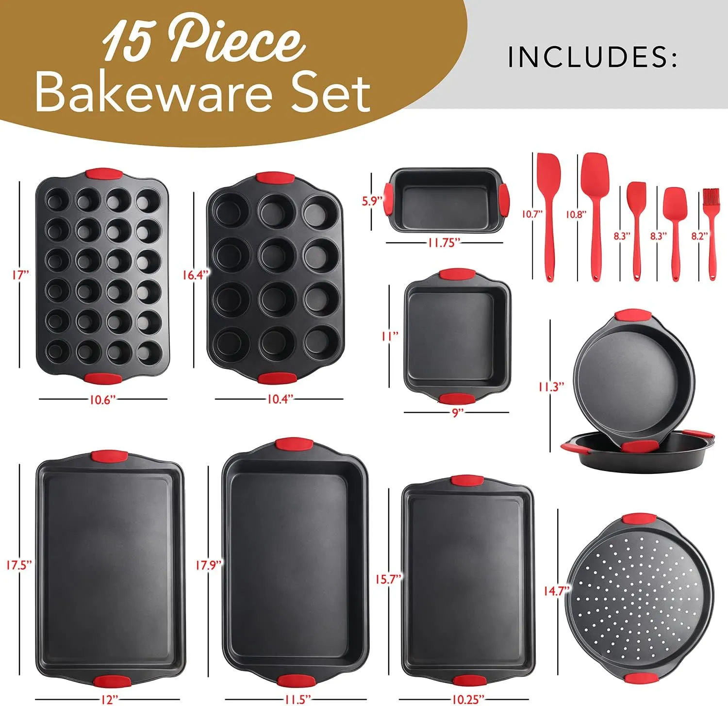 EatEx Bakeware Sets and Mixing Bowl Set, Non-Stick Baking Sheet Set with Utensils, Carbon Steel Cookie Sheets for Baking with Silicon Handles, Oven Safe Sheet Pans and More