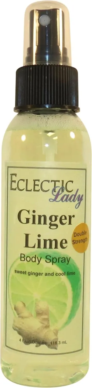 Eclectic Lady Ginger Lime Body Spray, Double Strength, 4 ounces, Body Mist for Women with Clean, Light & Gentle Fragrance, Cologne with Soft, Subtle Aroma For Daily Use