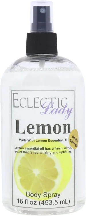 Eclectic Lady Lemon Body Spray, Double Strength, 16 ounces, Body Mist for Women with Clean, Light & Gentle Fragrance, Cologne with Soft, Subtle Aroma For Daily Use