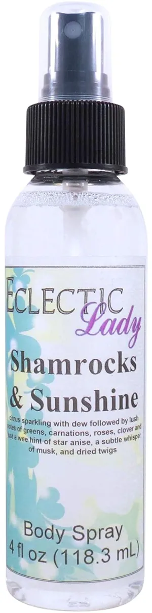 Eclectic Lady Shamrocks and Sunshine Body Spray, Double Strength, 8 ounces, Body Mist for Women with Clean, Light & Gentle Fragrance, Cologne with Soft, Subtle Aroma For Daily Use