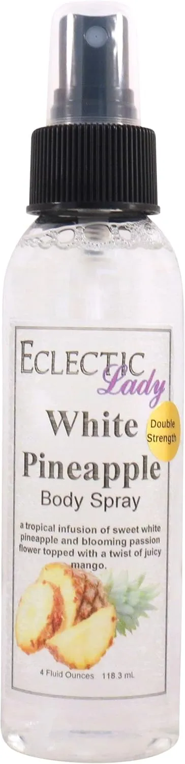 Eclectic Lady White Pineapple Body Spray, Double Strength, 4 ounces, Body Mist for Women with Clean, Light & Gentle Fragrance, Cologne with Soft, Subtle Aroma For Daily Use