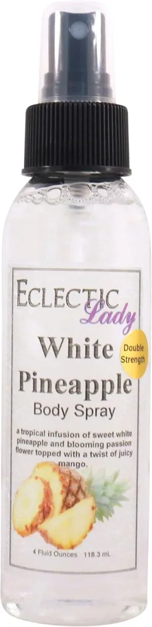 Eclectic Lady White Pineapple Body Spray, Double Strength, 4 ounces, Body Mist for Women with Clean, Light & Gentle Fragrance, Cologne with Soft, Subtle Aroma For Daily Use