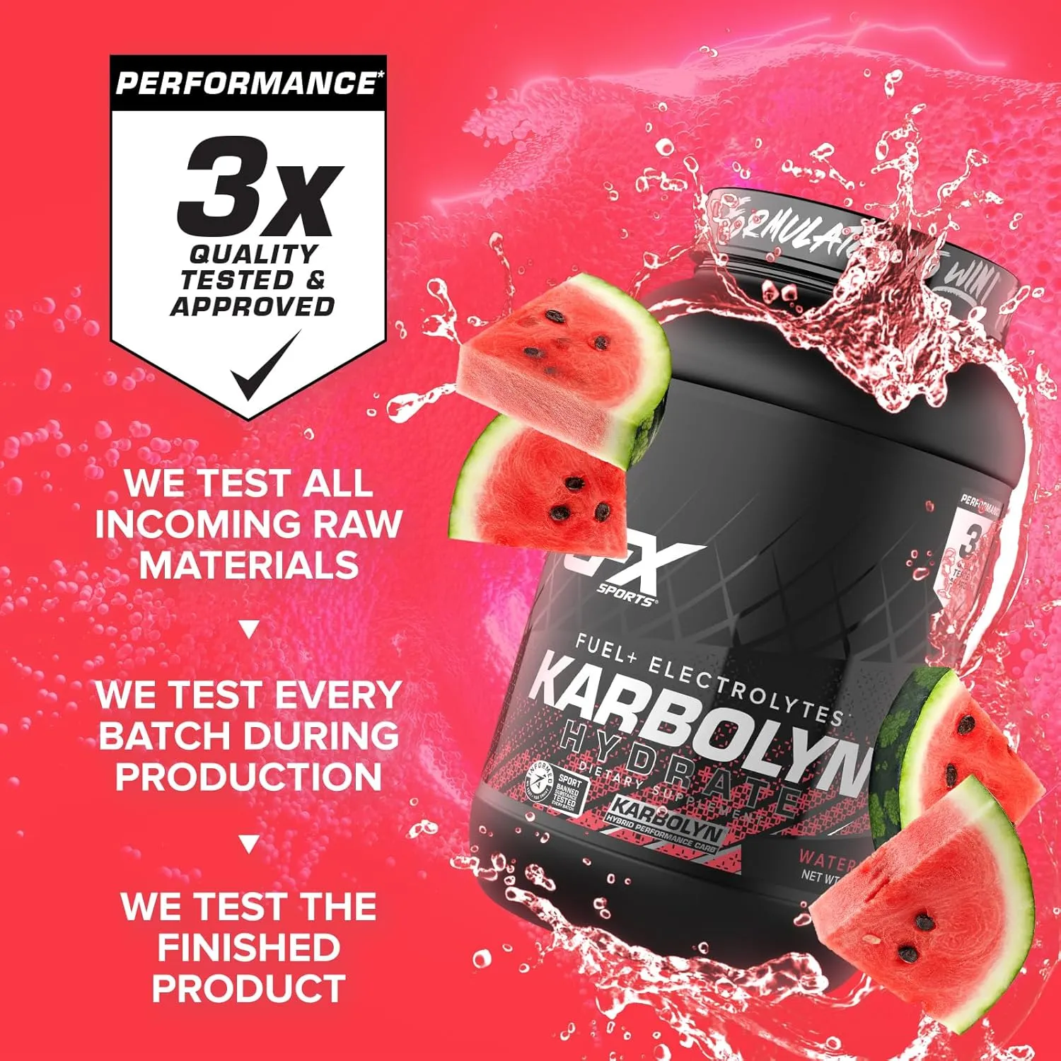 EFX Sports Karbolyn Hydrate | Carbohydrate Powder   Electrolytes | Sugar Free Sports Drink Mix | Fuel & Hydration | Stimulant Free | 66 Servings (Watermelon Wave)