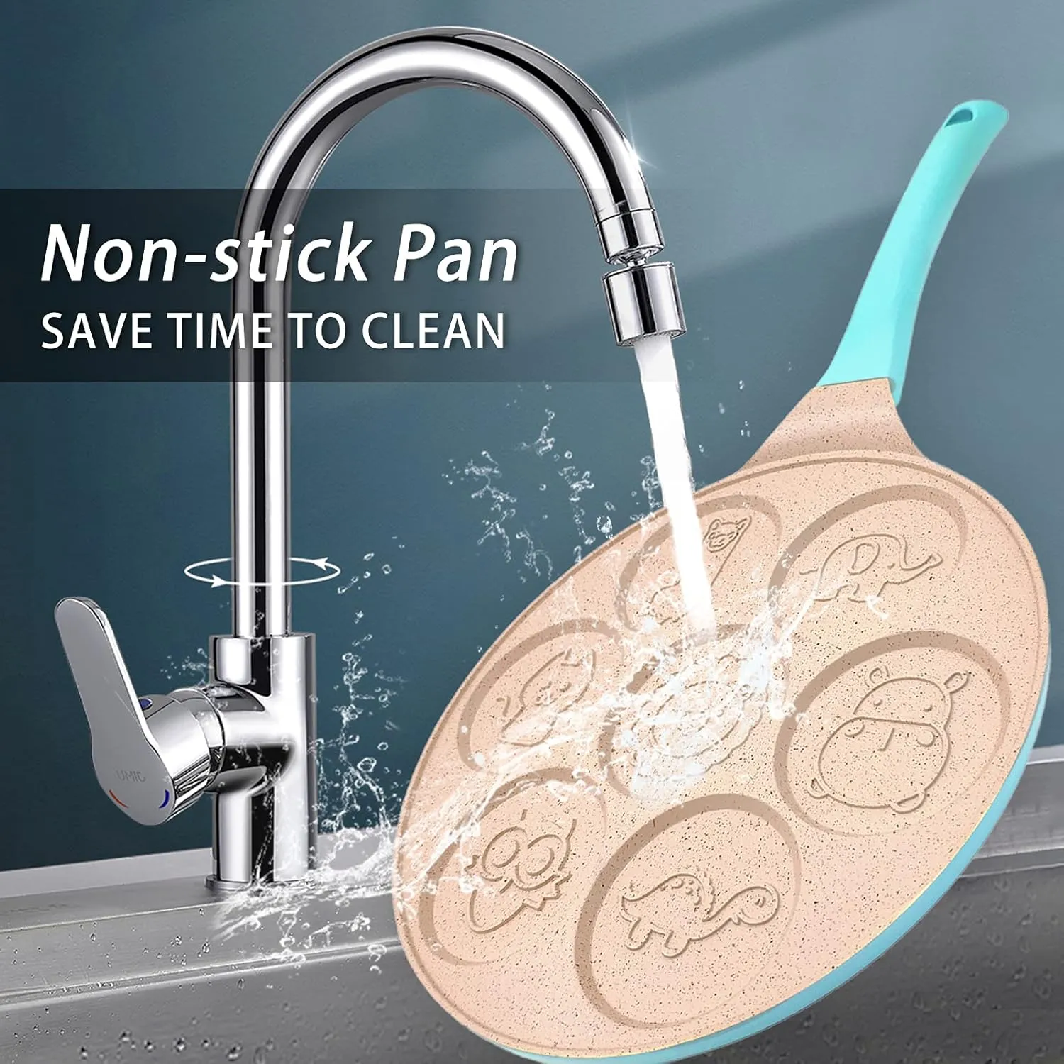 Egg Frying Pan Omelet Pan For Breakfast Pancake Pan Nonstick 7-Cup Egg Cooker Waffle Pancake Maker for Kids
