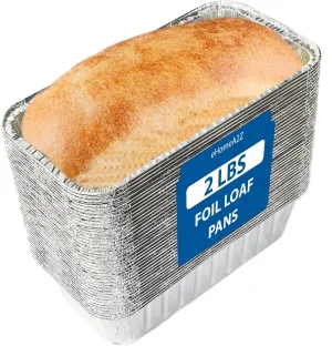 EHOMEA2Z Disposable Aluminum Loaf Pans 2lb for Baking, Serving and Storing - Heat Resistant Disposable Bread Loaf Pan Ideal for Hot/Cold Foods, Freezer & Oven Safe (50 Pack)