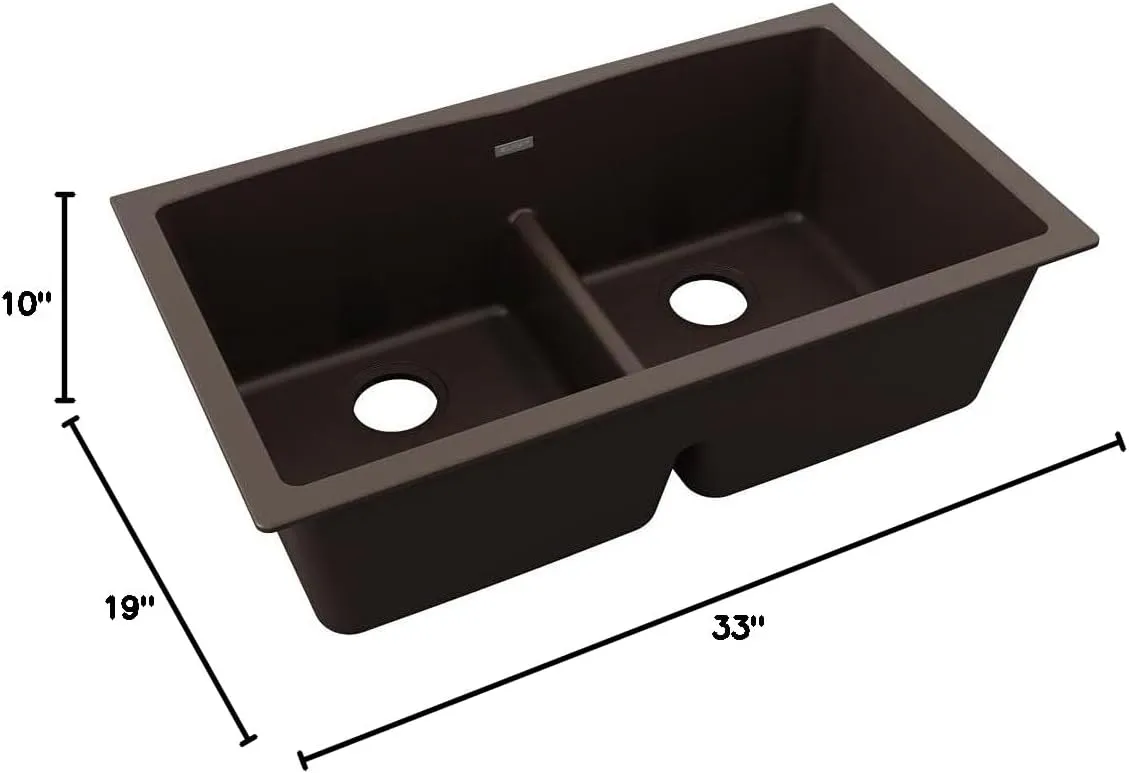 Elkay Quartz Classic ELGDULB3322MC0 Mocha Equal Double Bowl Undermount Sink