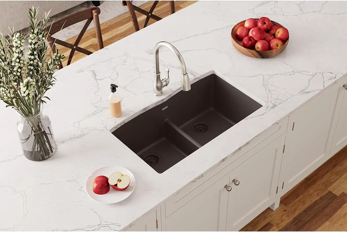 Elkay Quartz Classic ELGDULB3322MC0 Mocha Equal Double Bowl Undermount Sink