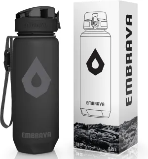 Embrava 24oz BPA-Free Plastic Sports Water Bottle with Time Markers