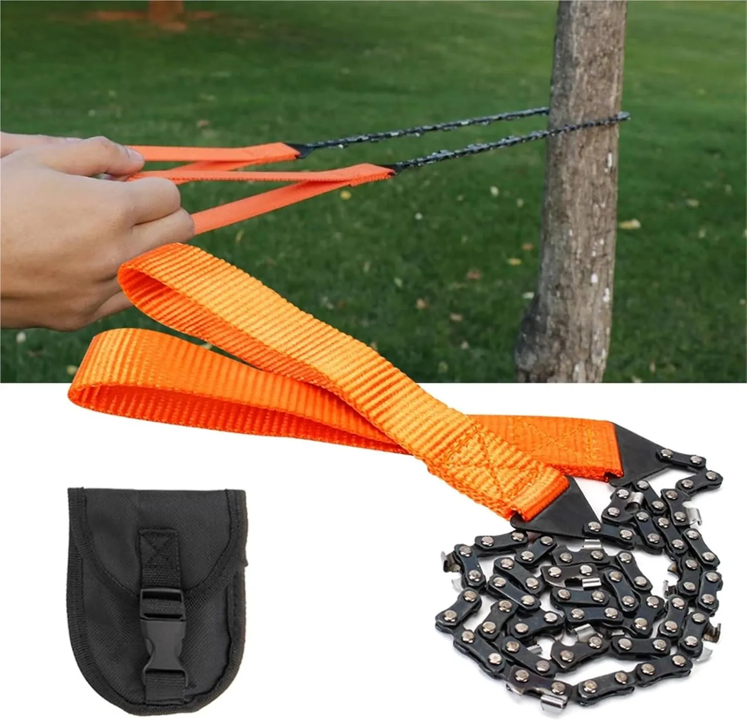Emergency Camping Hiking Tool 11 Sawtooth Outdoor Tools Hand Zipper Saw Garden Logging Survival Chain Saw Portable(Orange)