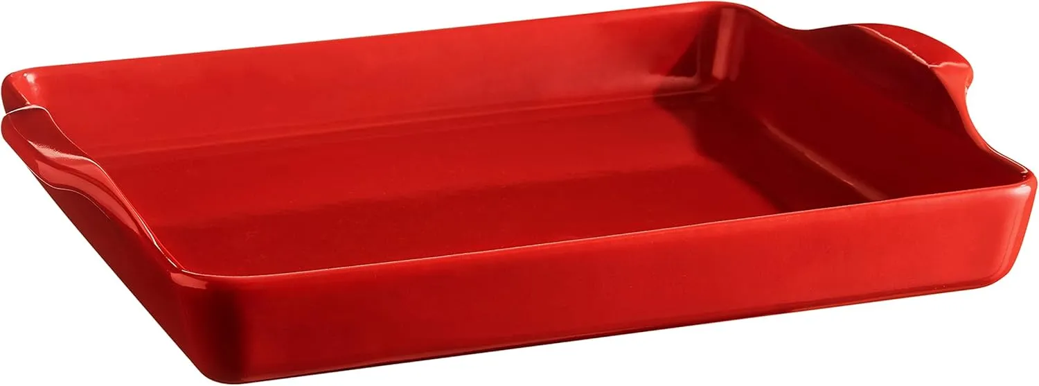 Emile Henry, Burgundy Focaccia Bread Pan/Detroit Style Pizza, 15.9 x 12.4 x 2.7in