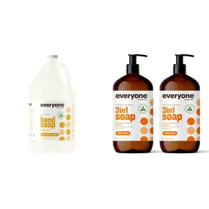 Everyone Liquid Hand Soap Refill, 1 Gallon, Meyer Lemon and Mandarin, Plant-Based Cleanser & 3-in-1 Soap, Body Wash, Bubble Bath, Shampoo, 32 Ounce (Pack of 2), Citrus and Mint