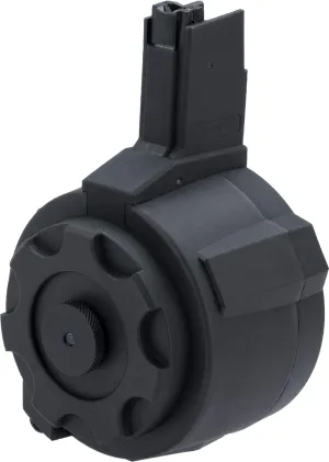 Evike Airsoft - Angel Custom 1500 Round Firestorm AEG Airsoft Drum Flashmag (Model: Scorpion EVO/Black)
