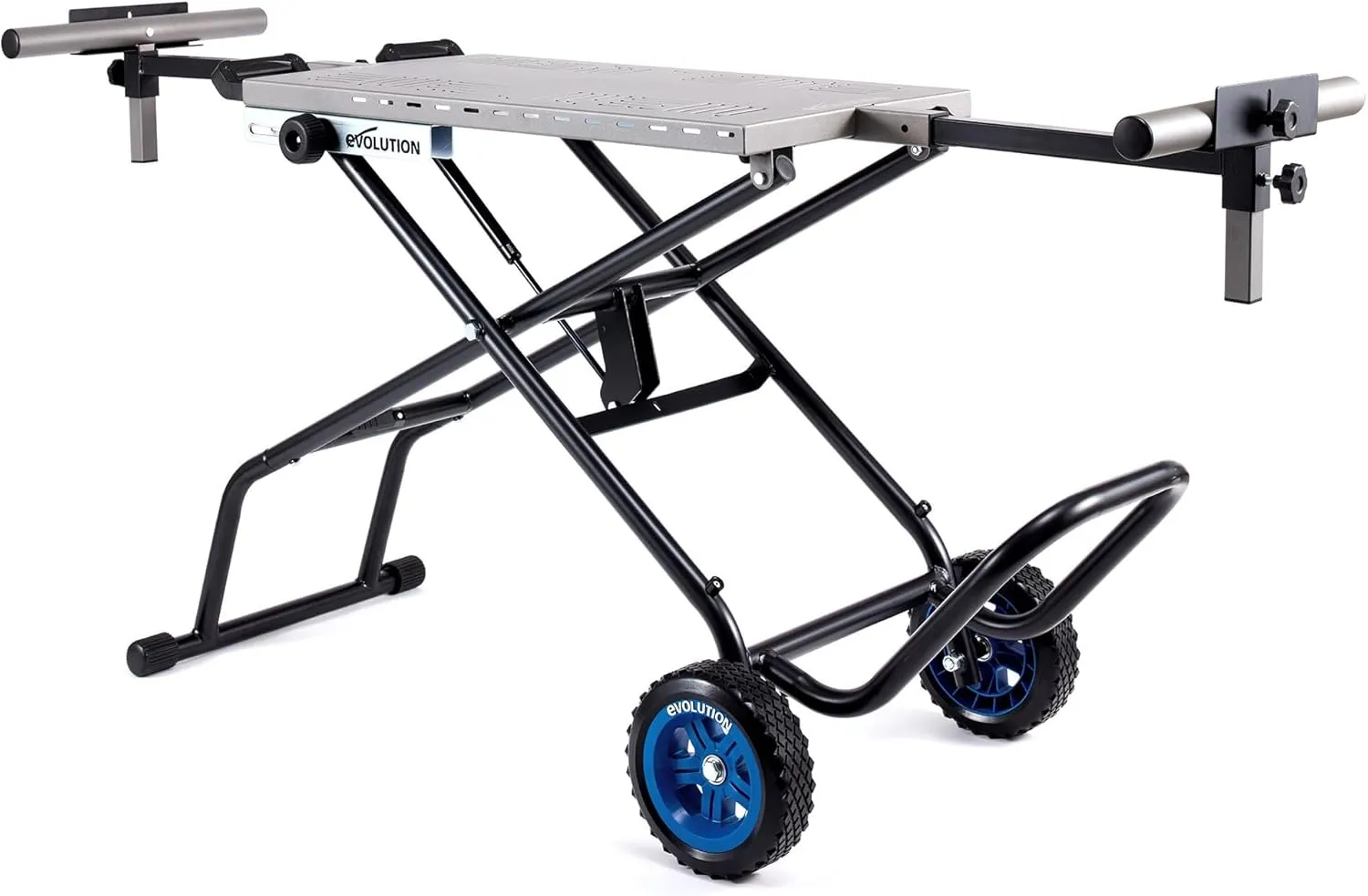 Evolution MCSSTAND | Mitering Chop Saw Stand with Powerlift Assist | Heavy-Duty Steel Frame | All-Terrain Wheels | Compatible with Evolution S355MCS, S380CPS, S355CPSL, S14CPS, S15CPS | Gas-Strut Lift