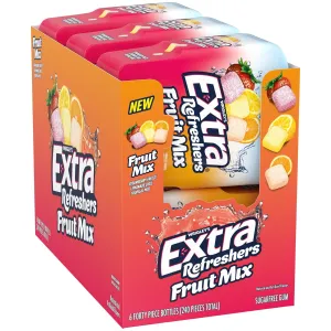 EXTRA Gum Refreshers Fruit Mix Sugar-Free Chewing Gum Bulk, 40 Piece Bottle (Pack of 6)