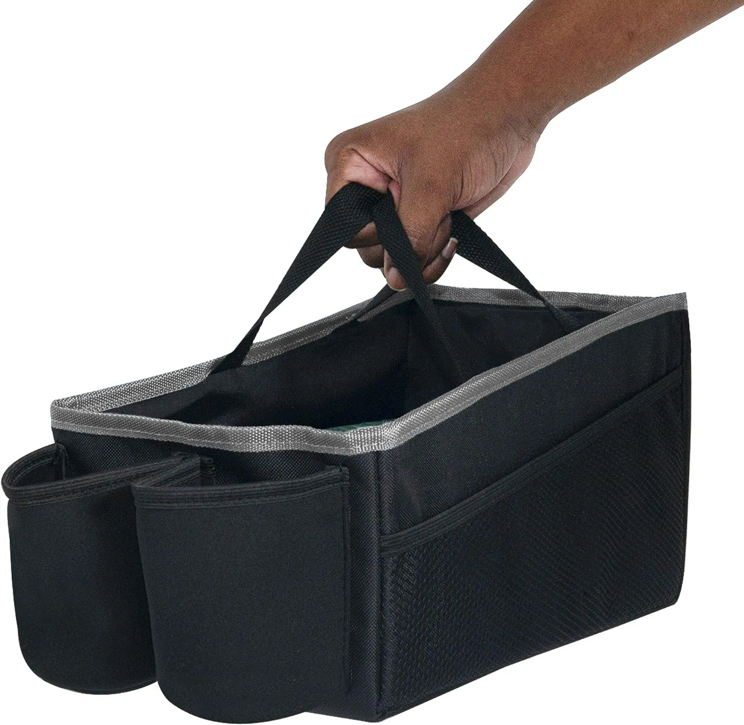 FH Group E-Z Travel Multi-Use Car Organizer with Cup Holders | Back Seat Storage Gray