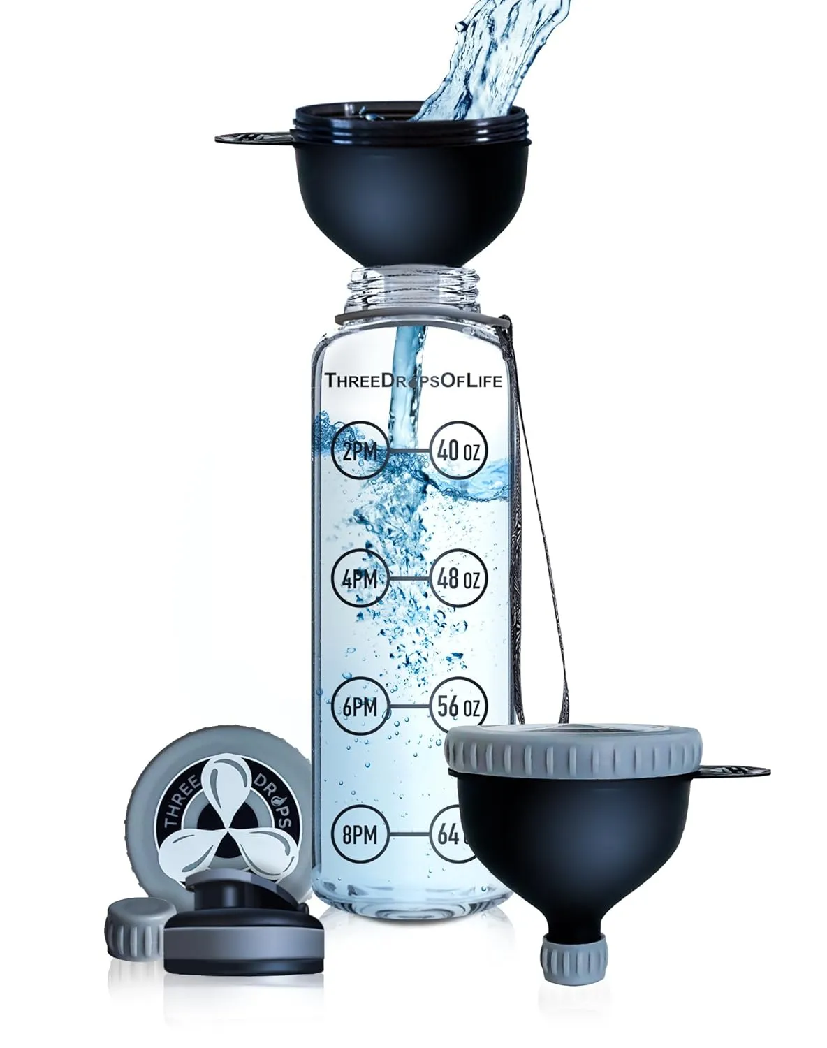 Fill N Go Large Protein Funnels, BPA Free, Easy Screw Off Lid, Good for Travel, Workouts and Busy Lifestyles (2, 230ML)