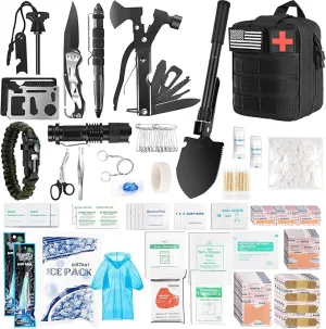 First Aid Kit - 270Pcs Camping Emergency Survival Kit and Equipment with Molle Pouch, Essential Gear Aid for Car Travel Outdoor Hiking Hunting, Gifts for Men Boy Boyfriend Teens Women Dad Husband