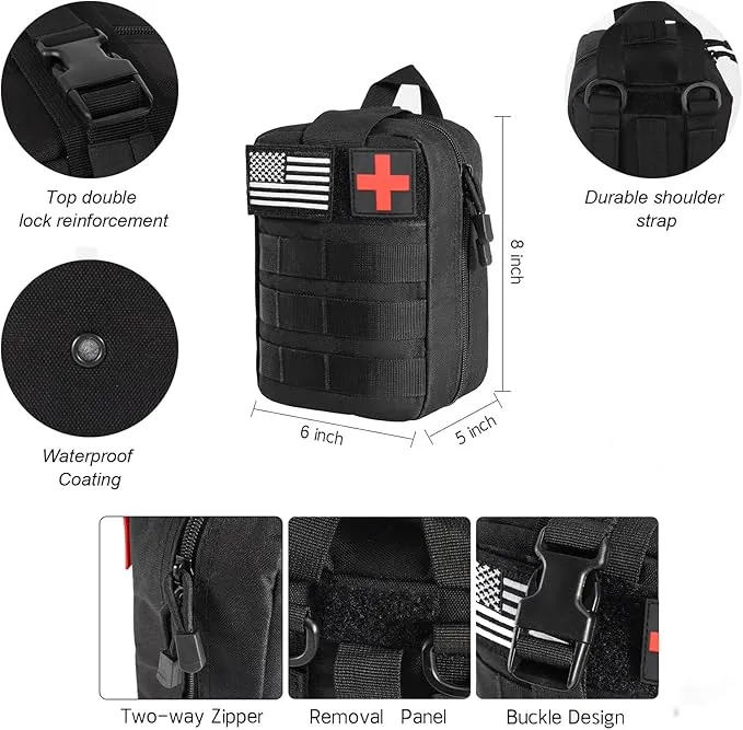 First Aid Kit - 270Pcs Camping Emergency Survival Kit and Equipment with Molle Pouch, Essential Gear Aid for Car Travel Outdoor Hiking Hunting, Gifts for Men Boy Boyfriend Teens Women Dad Husband