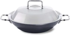 Fissler adamant Aluminum Frypan (12”) Wok-Pan with Metal-Lid, coated, non-stick, scratch-resistant - induction, black (056-805-31-000/0)