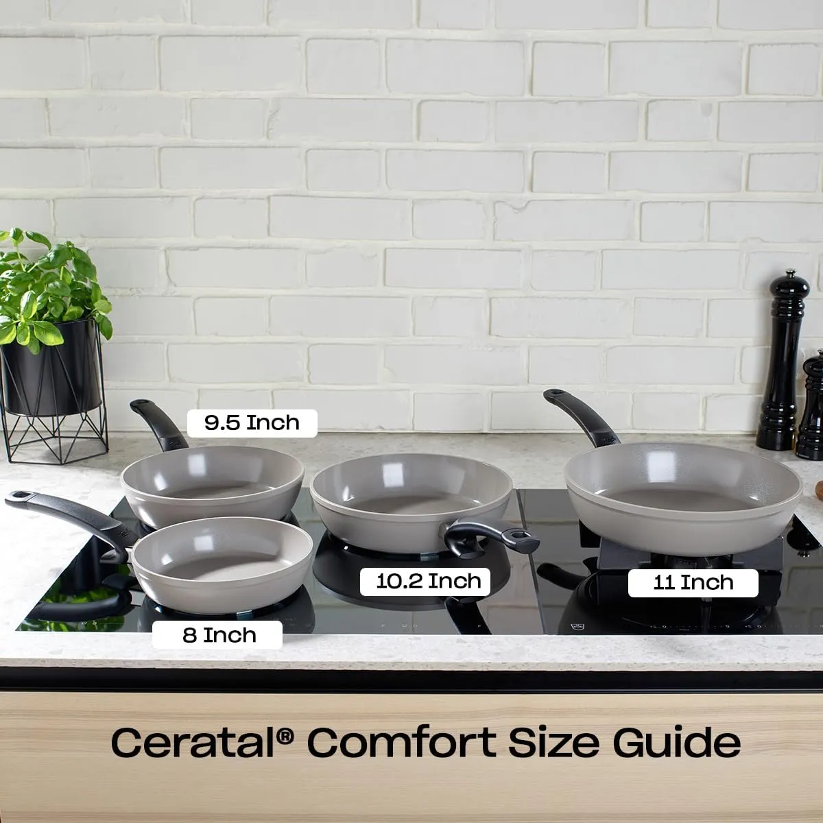 Fissler Ceratal Comfort Ceramic 8 Inch Non-Stick Frying Pan, Warm Grey, Made without PFAS