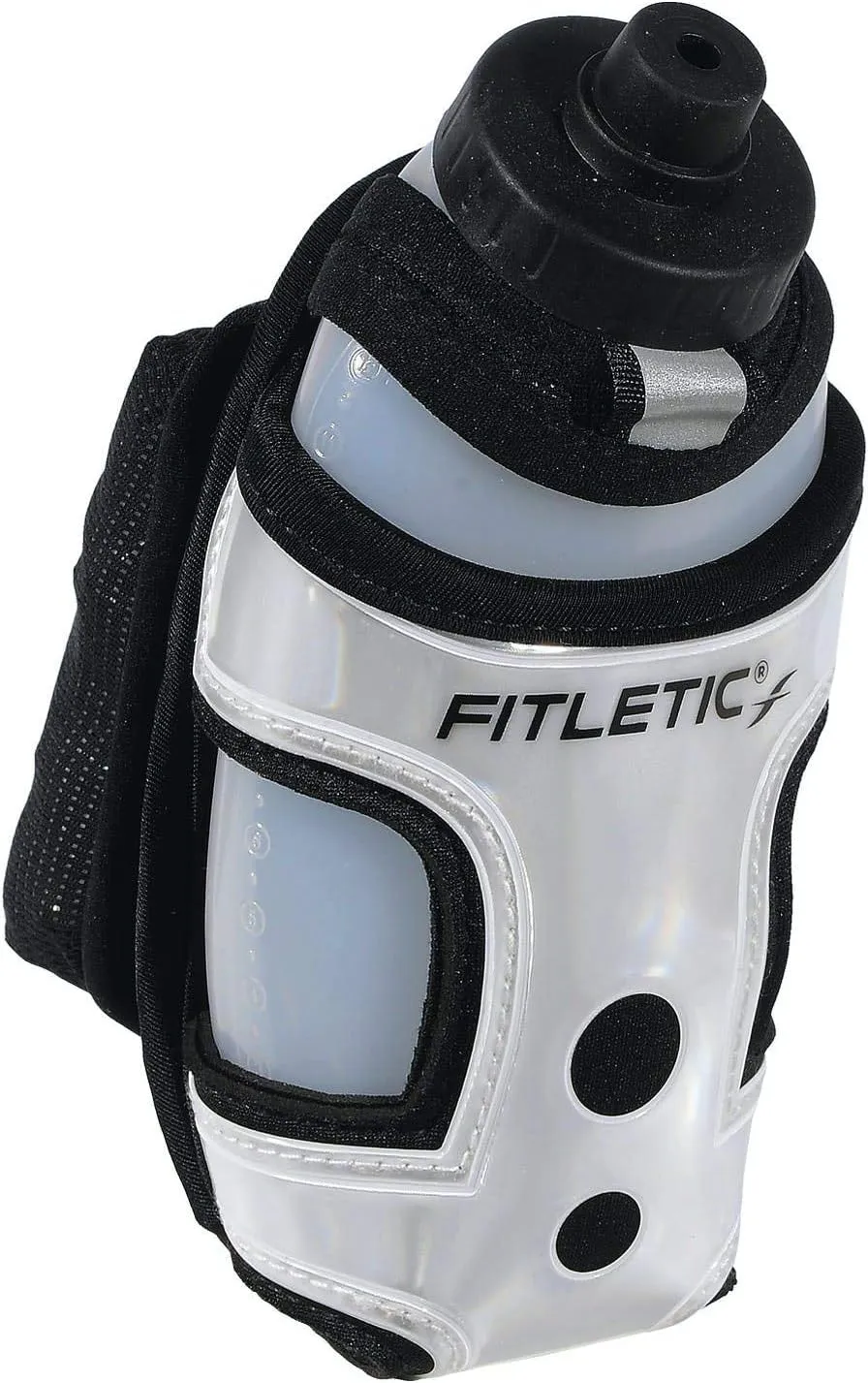 Fitletic HydraPocket Handheld Water Bottle Carrier (Silver And Black)