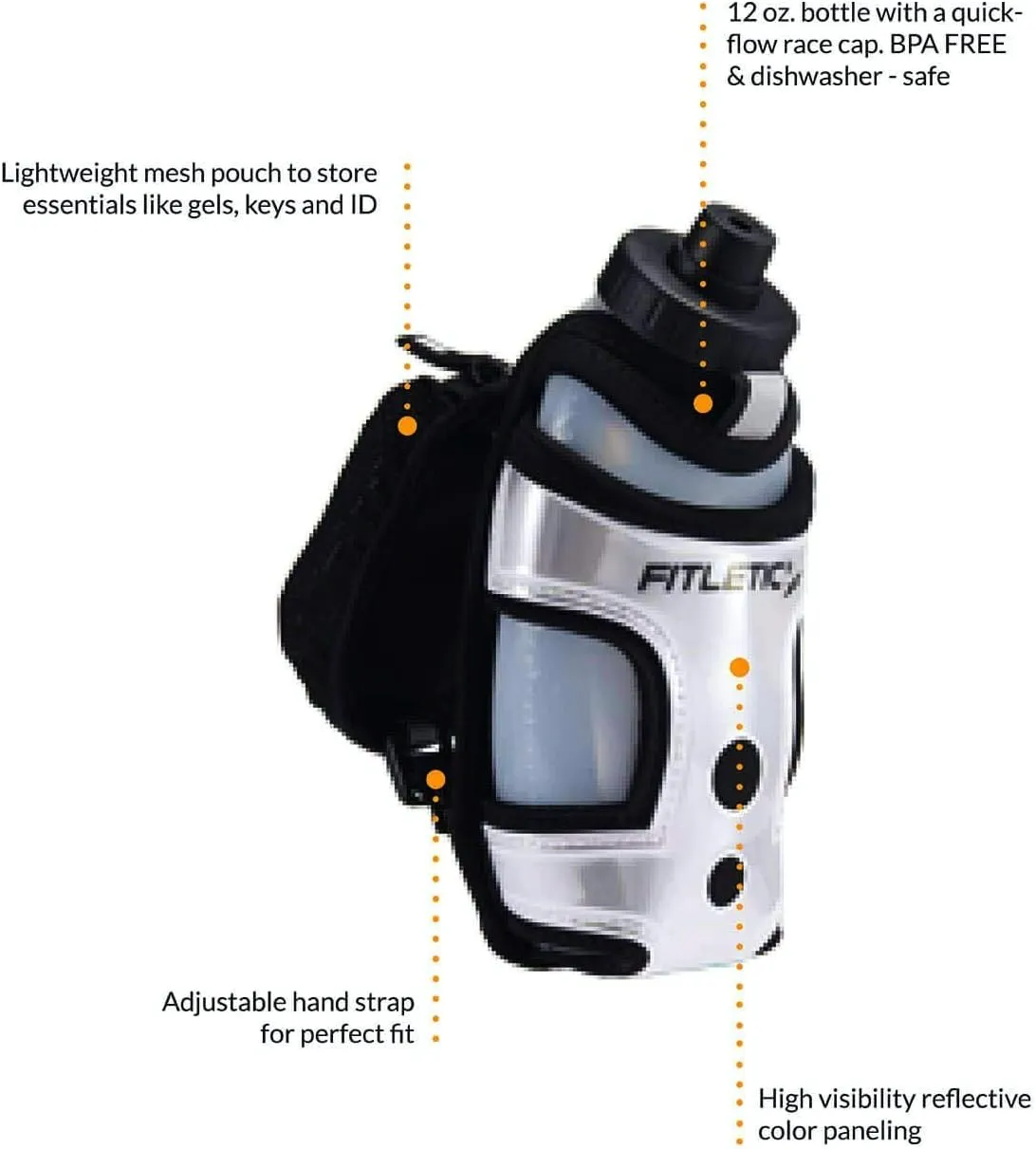 Fitletic HydraPocket Handheld Water Bottle Carrier (Silver And Black)