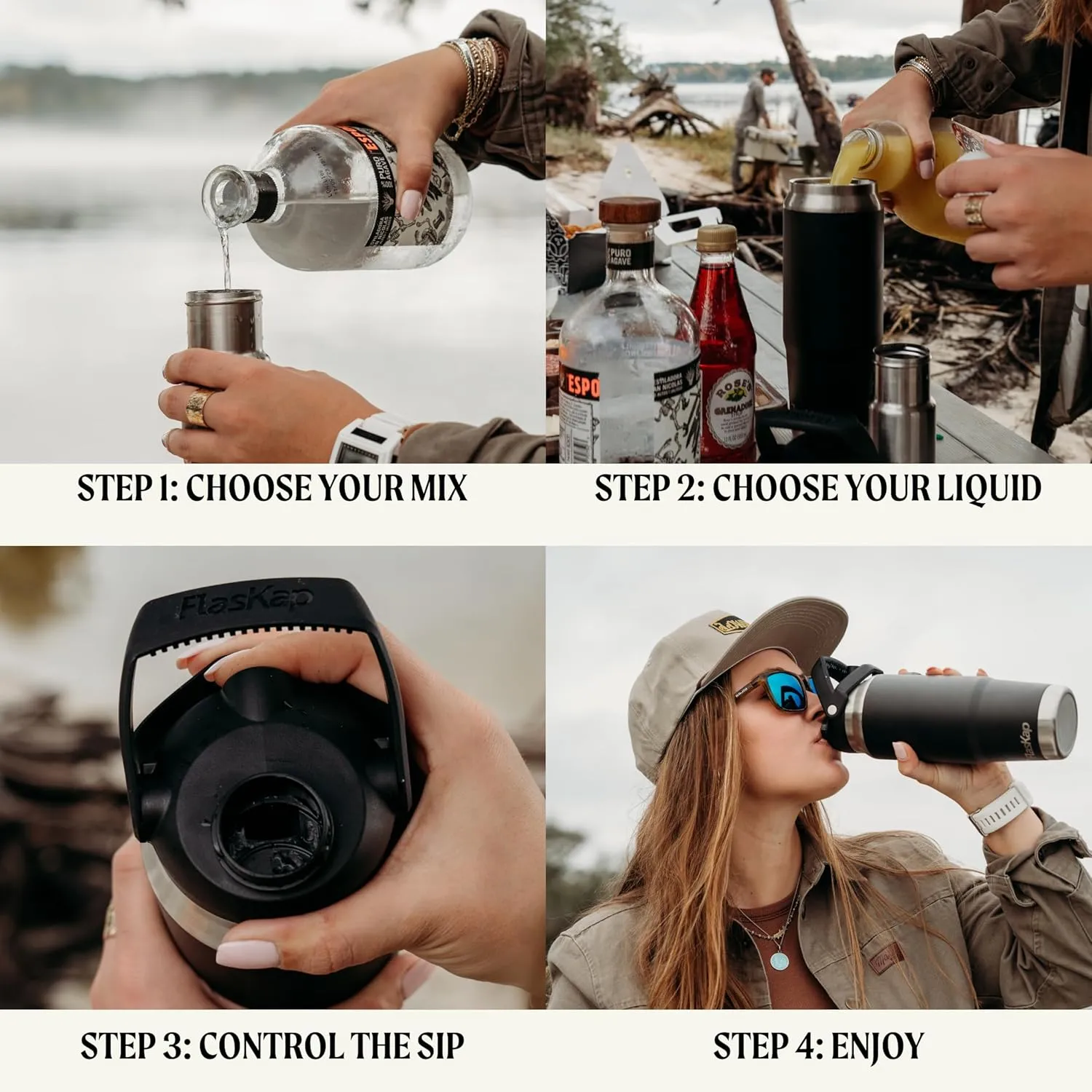 Flaskap FreePour 6oz Drinking System: Tumbler Accessories Compatible with the Yeti Rambler Bottle, Tumbler Lid, Leak Proof Lid, Tumbler Attachment