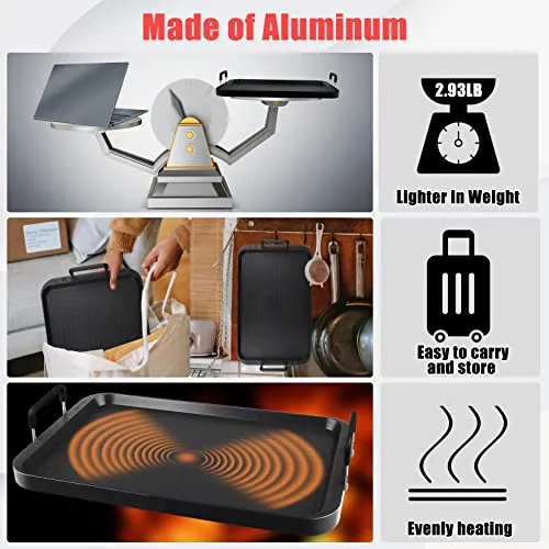 Flat Top Griddle for Stovetop,Camping Griddle/Cookware,Flat Top Grill,Non-Stick Griddle Grill Pan
