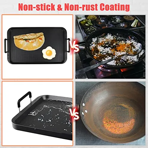 Flat Top Griddle for Stovetop,Camping Griddle/Cookware,Flat Top Grill,Non-Stick Griddle Grill Pan
