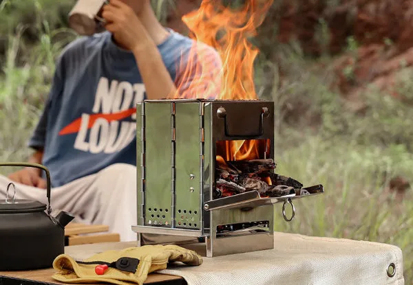 Foldable Camping Stove with Grid Rack