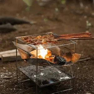 Foldable U-Shape Camping Tent Wood Stove with Ignition Device for Outdoor Activities