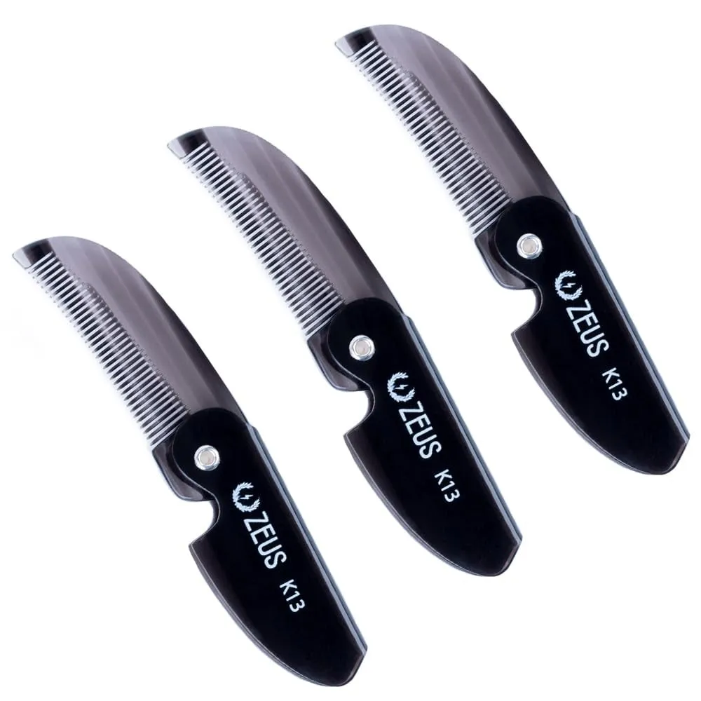 Folding Mustache Comb, Handmade Saw-Cut Best Moustache Pocket Comb - (Traditional) - K11