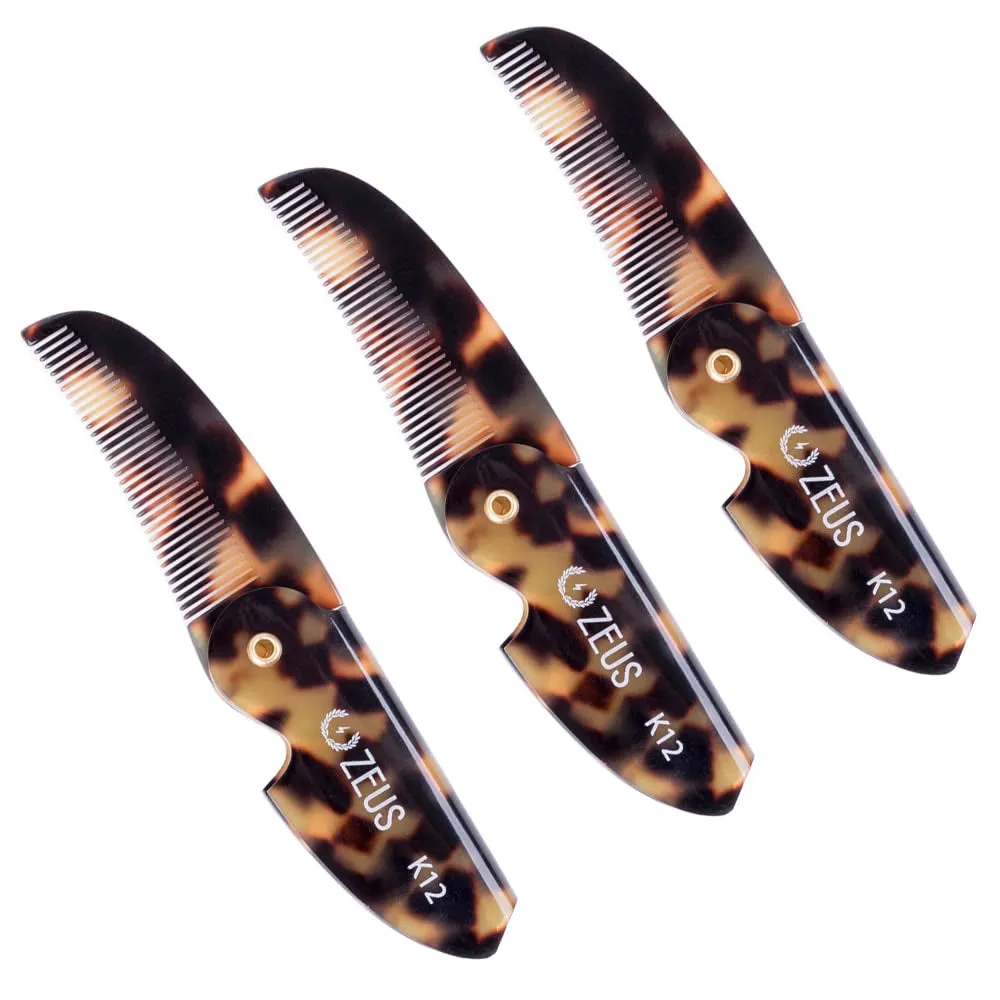 Folding Mustache Comb, Handmade Saw-Cut Best Moustache Pocket Comb - (Traditional) - K11