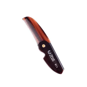 Folding Mustache Comb, Handmade Saw-Cut Best Moustache Pocket Comb - (Traditional) - K11