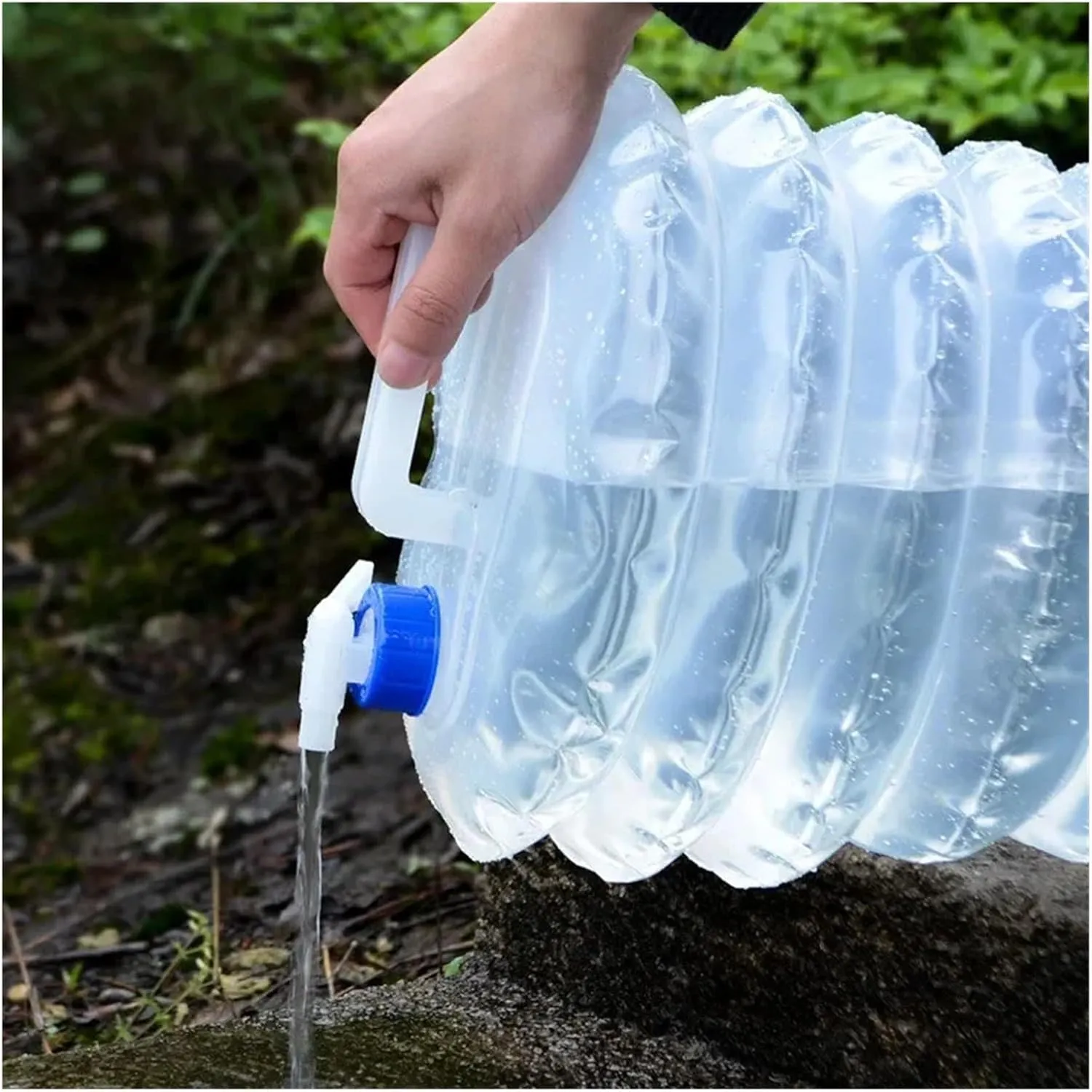Folding Portable Bucket 5/10/15L Portable Folding Bucket Outdoor Camping Tourism Bag Car Travel Bottle with Faucet Camping Equipment (Color : 5L)